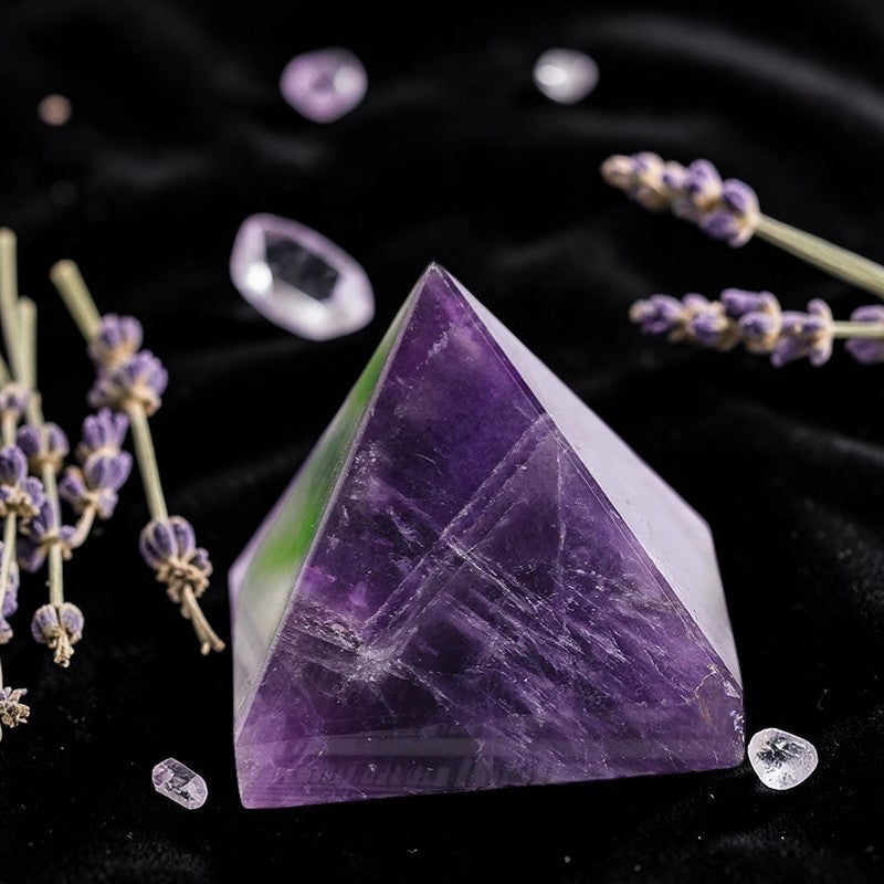 Natural Dream Amethyst Crystal Pyramid — Healing Stone Chakra Energy Home Decor