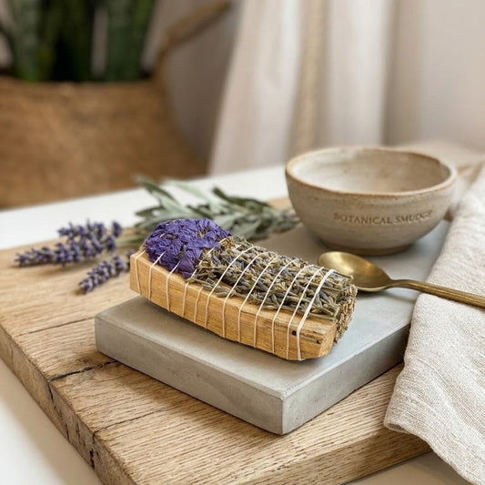 White Sage Smudge Stick with Flower & Palo Santo (4")