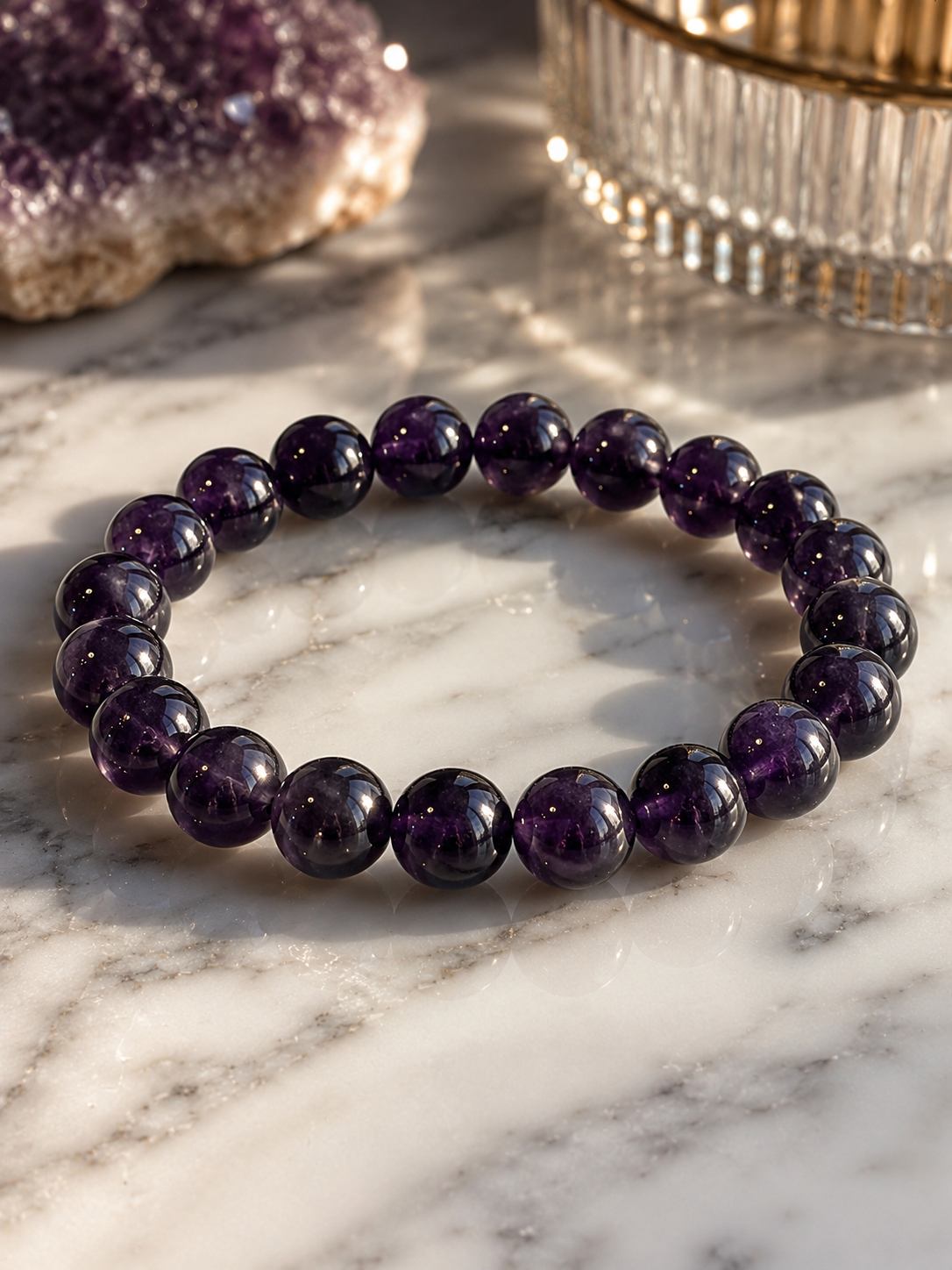 Amethyst bracelet — deep purple crystal beads