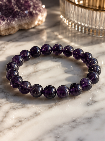 Amethyst bracelet — deep purple crystal beads