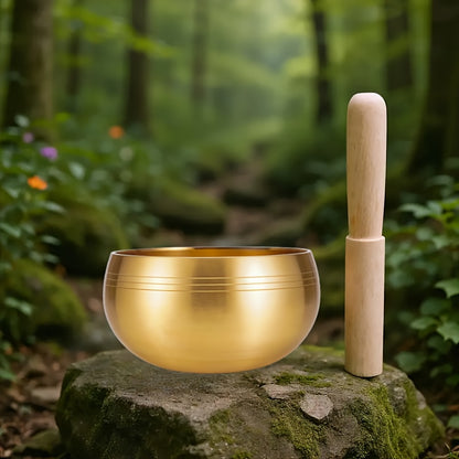 Chime Bowl Set - 12cm Copper Singing Bowl with Wooden Mallet for Meditation & Healing