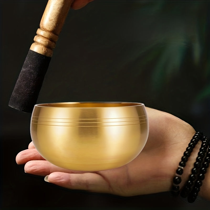Chime Bowl Set - 12cm Copper Singing Bowl with Wooden Mallet for Meditation & Healing