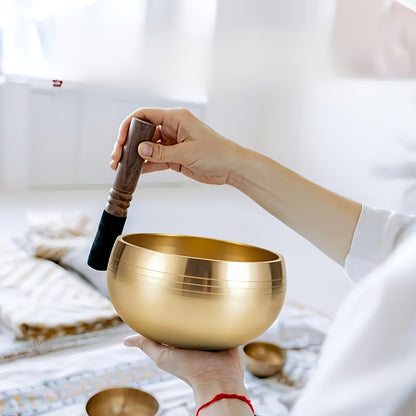 Chime Bowl Set - 12cm Copper Singing Bowl with Wooden Mallet for Meditation & Healing