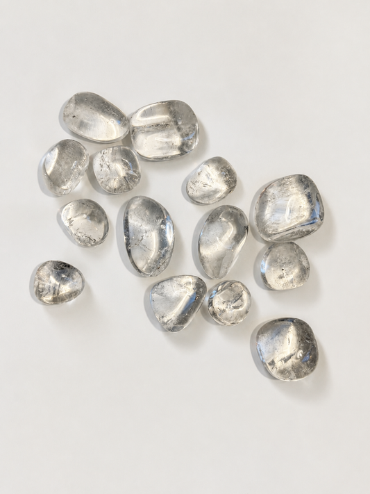 Clear Quartz tumbled crystal stones with high clarity polished surface
