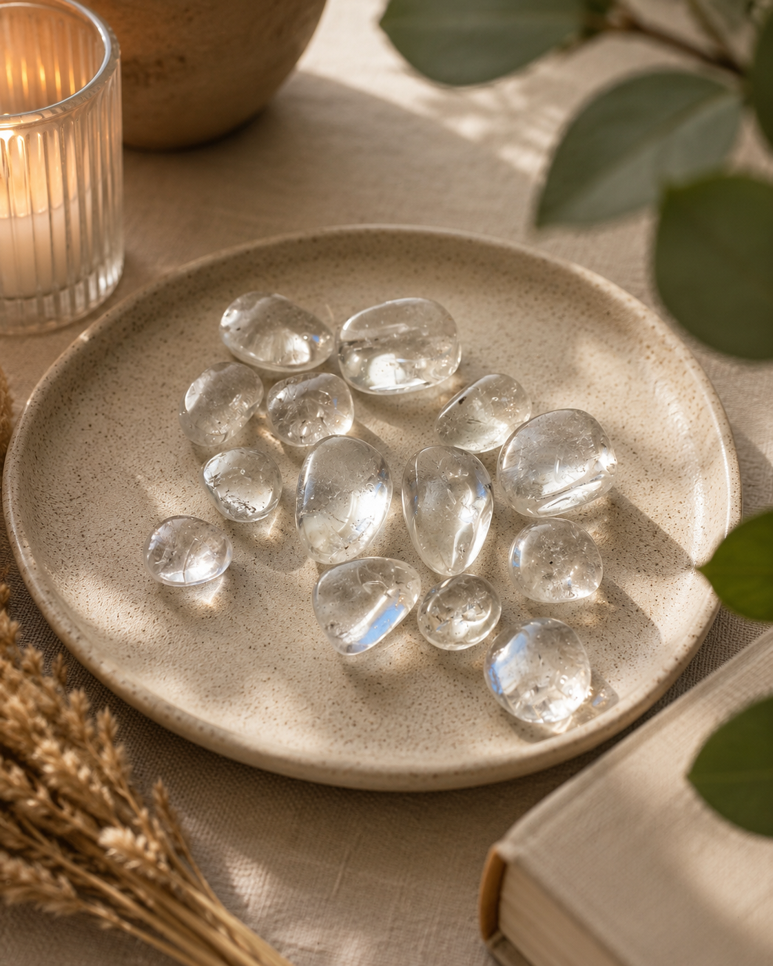 Set of Clear Quartz tumbled stones for clarity and energy amplification