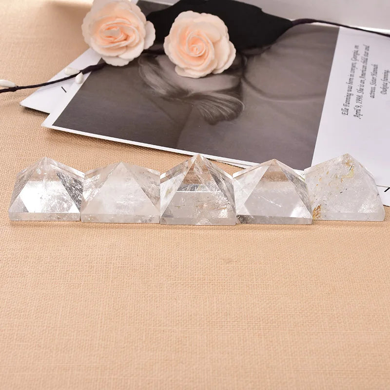 Natural Crystal Clear Quartz Pyramid — Healing Stone Chakra Reiki Tower Home Decor (20-25mm)