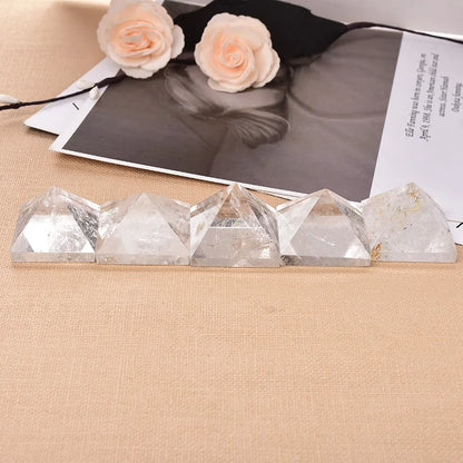 Natural Crystal Clear Quartz Pyramid — Healing Stone Chakra Reiki Tower Home Decor (20-25mm)