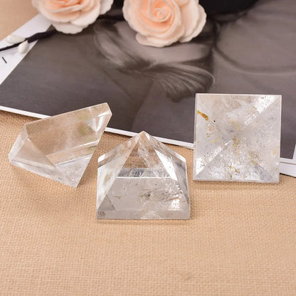 Natural Crystal Clear Quartz Pyramid — Healing Stone Chakra Reiki Tower Home Decor (20-25mm)