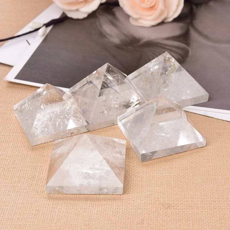 Natural Crystal Clear Quartz Pyramid — Healing Stone Chakra Reiki Tower Home Decor (20-25mm)