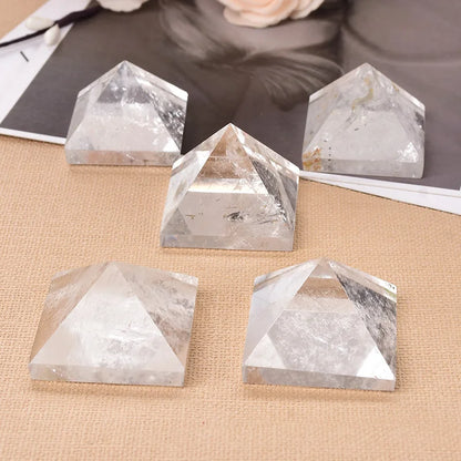 Natural Crystal Clear Quartz Pyramid — Healing Stone Chakra Reiki Tower Home Decor (20-25mm)