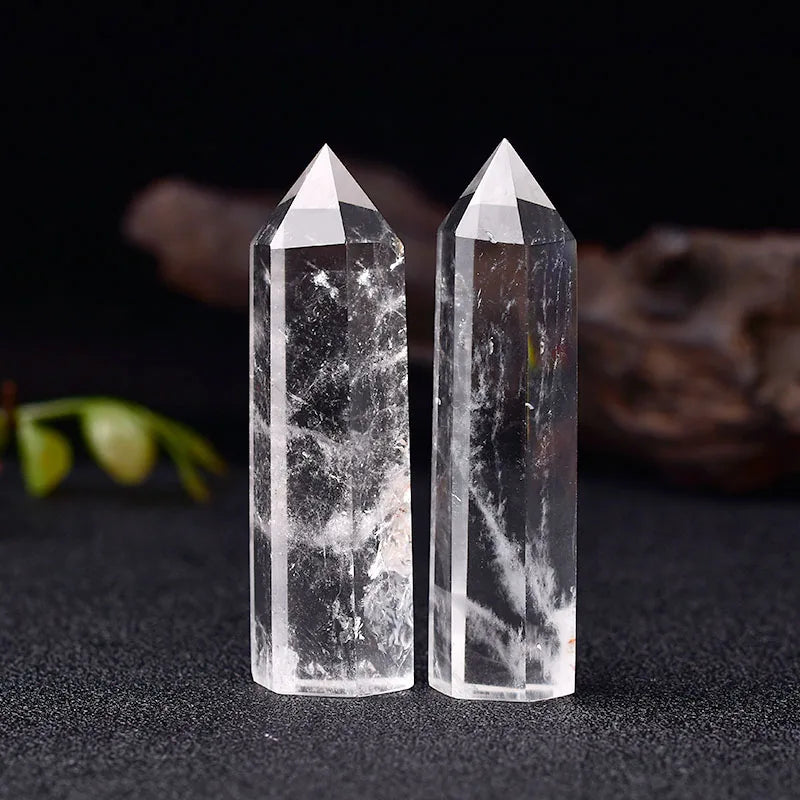 Natural Crystal Clear Quartz Point — Healing Stone Hexagonal Obelisk Wand (50-80mm)