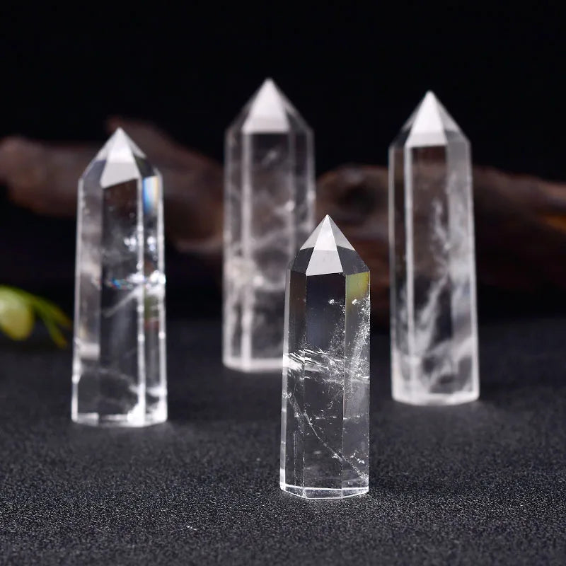 Natural Crystal Clear Quartz Point — Healing Stone Hexagonal Obelisk Wand (50-80mm)