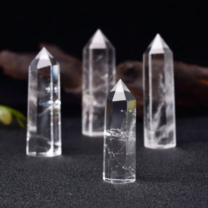Natural Crystal Clear Quartz Point — Healing Stone Hexagonal Obelisk Wand (50-80mm)
