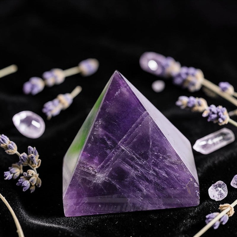 Natural Dream Amethyst Crystal Pyramid — Healing Stone Chakra Energy Home Decor