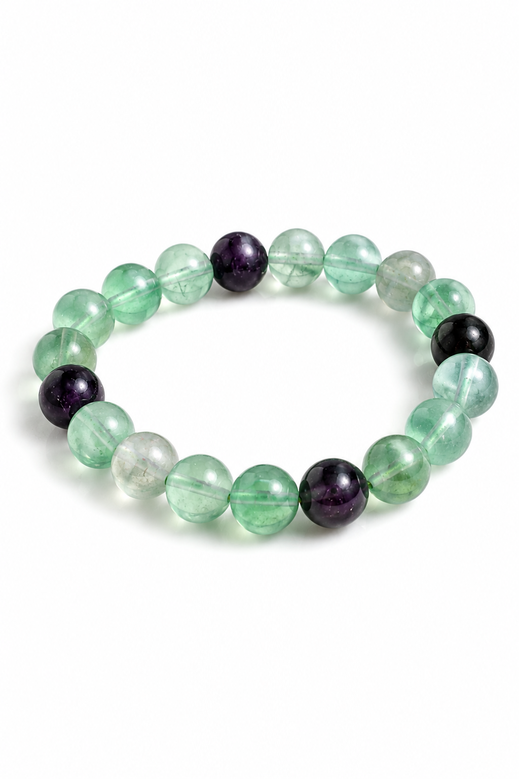 Fluorite Bracelet — Natural Green & Purple Crystal Beads