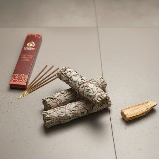 Sage Smudge Sticks, palo santo wood stick, and jasmine incense pack
