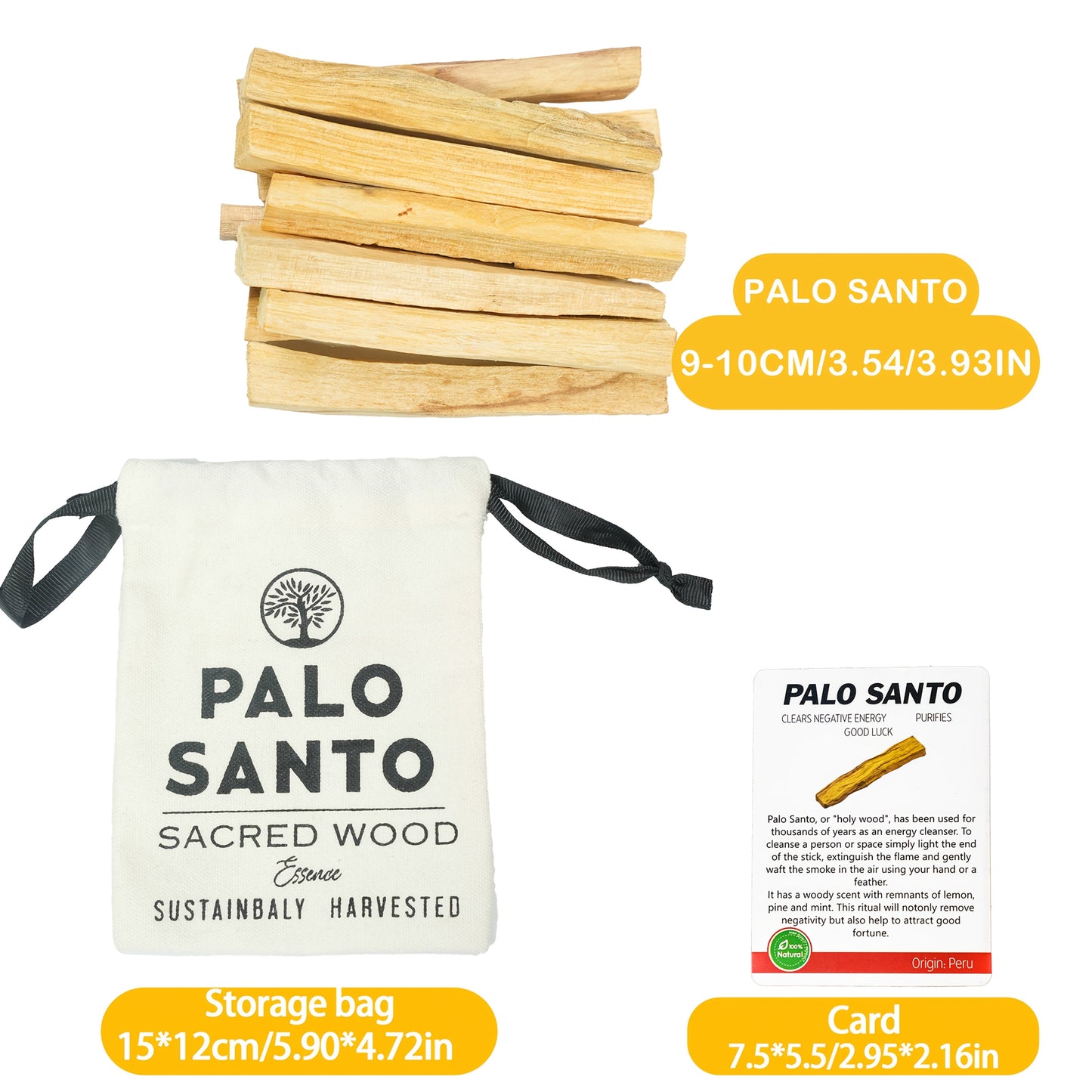Holy Wood Incense Sticks - Natural Palo Santo 3oz Bundle
