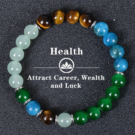 Abundance Crystal Bracelet — Tiger Eye, Jade & Blue Apatite
