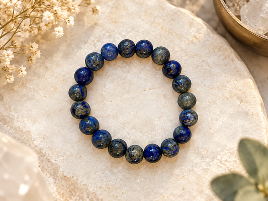 Lapis lazuli bracelet with deep blue natural stone beads