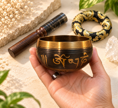 Tibetan-style mini singing bowl set for meditation and yoga, 8cm