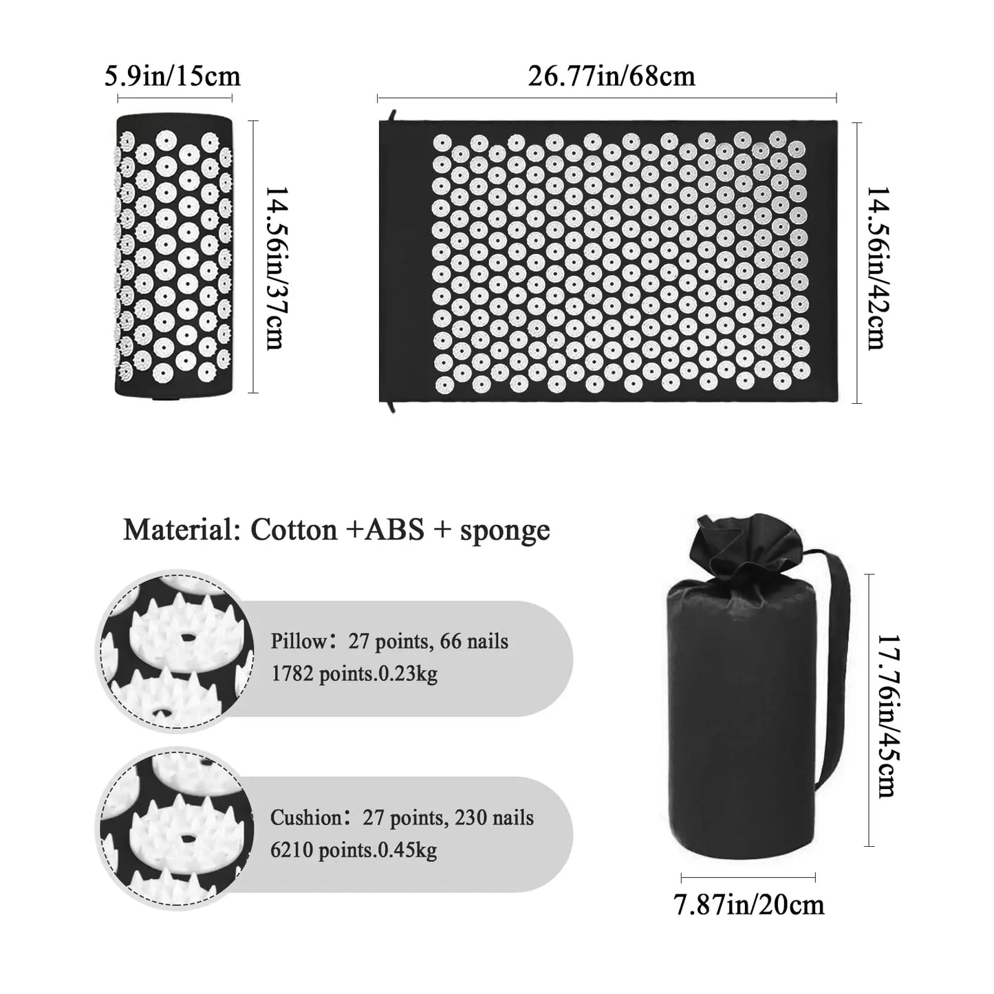 Acupressure Mat & Pillow Set - Stress Relief Massage Kit