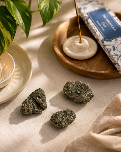 Set of 3 Raw Pyrite Nuggets - natural wealth crystals