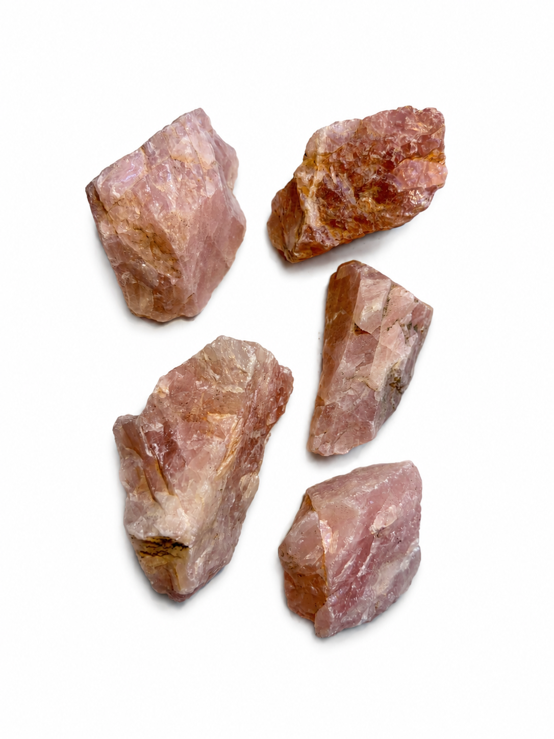 Raw Rose Quartz crystal chunk in natural blush-pink color