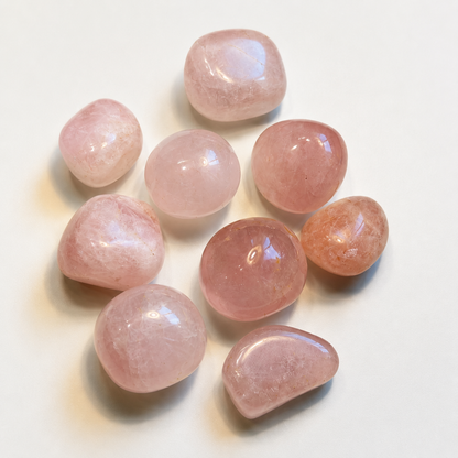 Rose Quartz tumbled crystal stones with smooth polished pink surface
