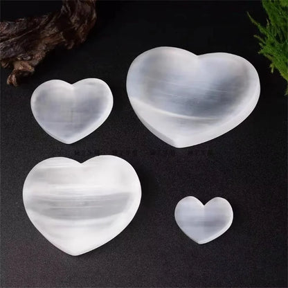 Natural Selenite Heart Bowl — Crystal Charging & Energy Healing Bowl (100–150g)