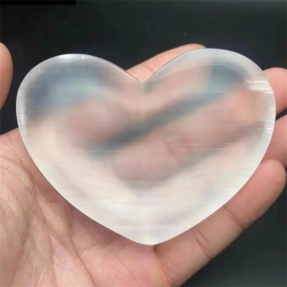 Natural Selenite Heart Bowl — Crystal Charging & Energy Healing Bowl (100–150g)